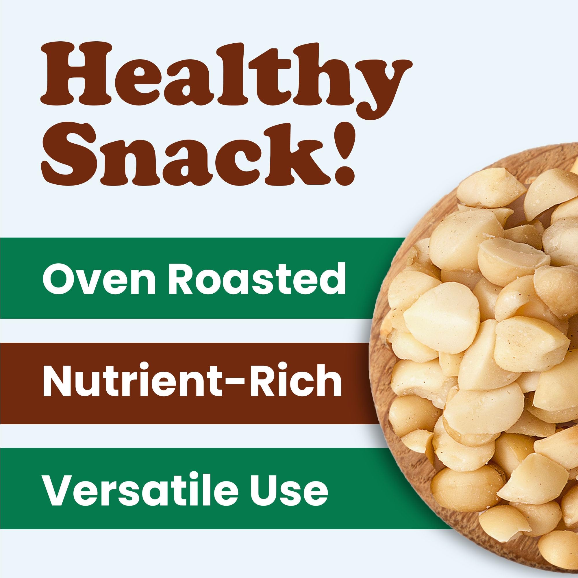 Food to Live Dry Roasted Macadamia Nuts Halves and Pieces, 1 Pound - Oven Toasted Unsalted Snack, Great for Baking and as Topping for Salads, Yogurt