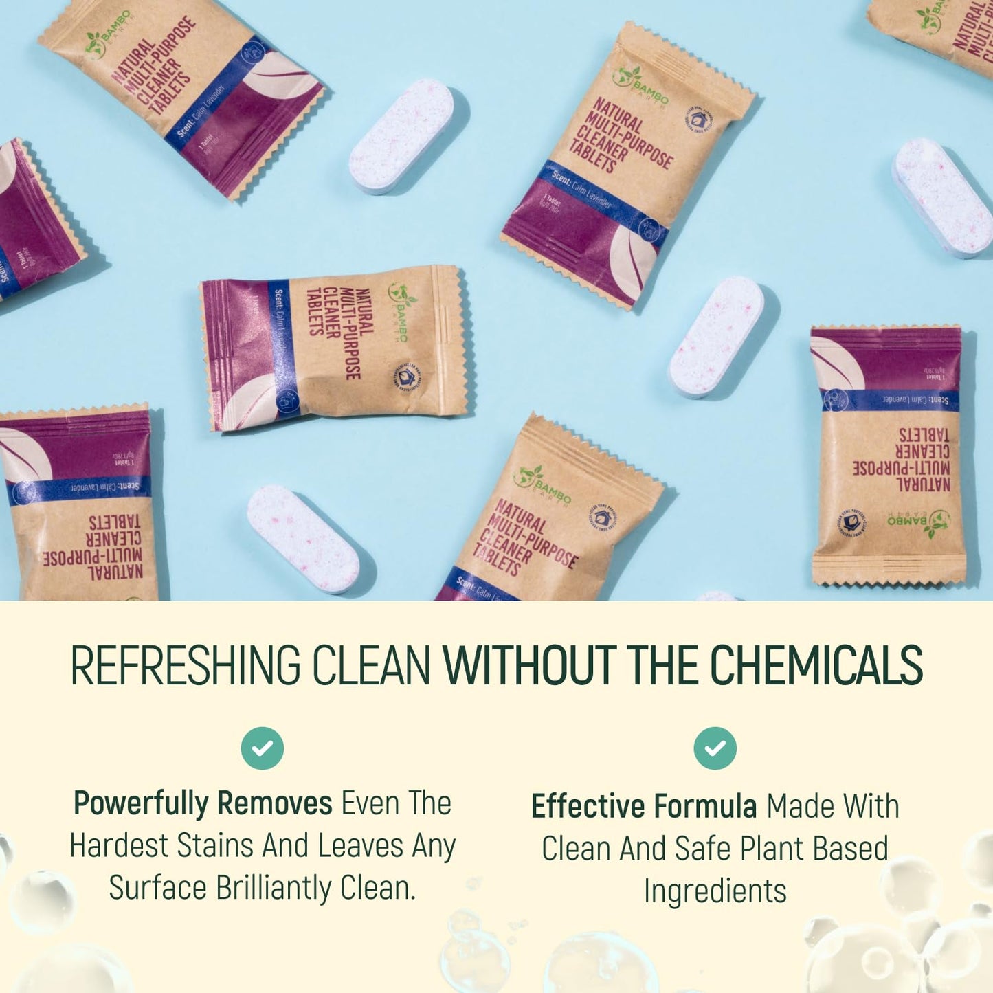BAMBOEARTH 12 Pack Natural Multi-Purpose Cleaner - All Surface Multipurpose Cleaning Tablets Refill - Eco-Friendly Product & Cleaning Supplies - 1