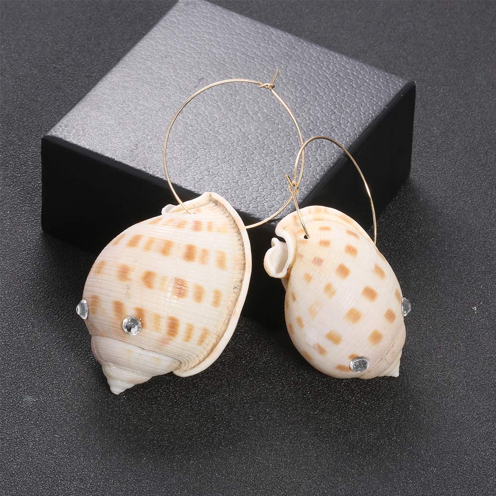 Summer new pure natural personality temperament super large diamond conch earrings female