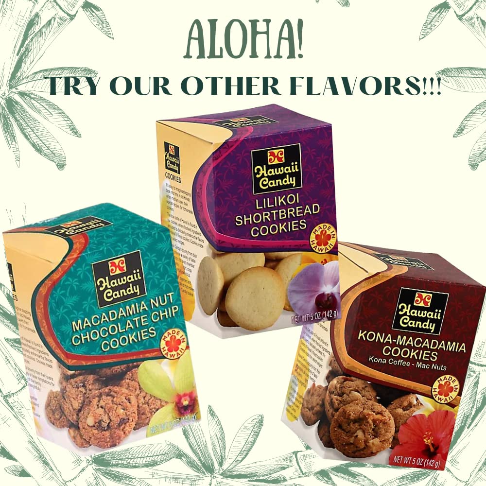 Hawaii Candy Kona Coffee Macadamia Nut Cookies | Authentic Made in Hawaii | Healthy Snacks | Safe for School 5 oz (1 Pack)