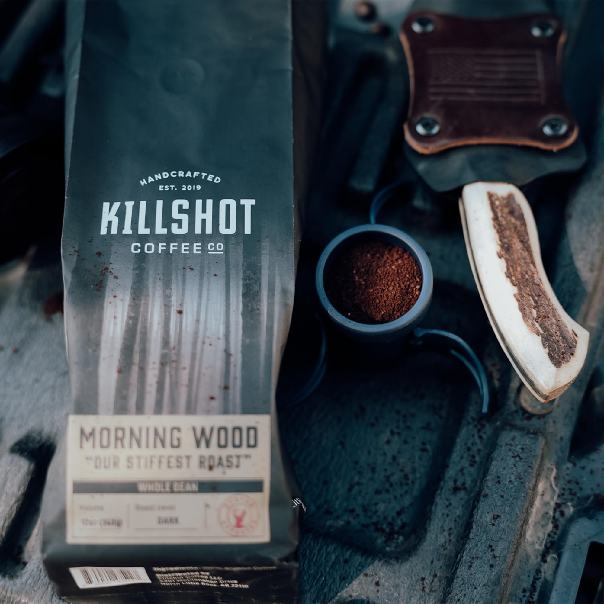 Killshot Coffee Whole Bean - 12 Ounce Bag, Dark Roast (12 oz, Morning Wood)