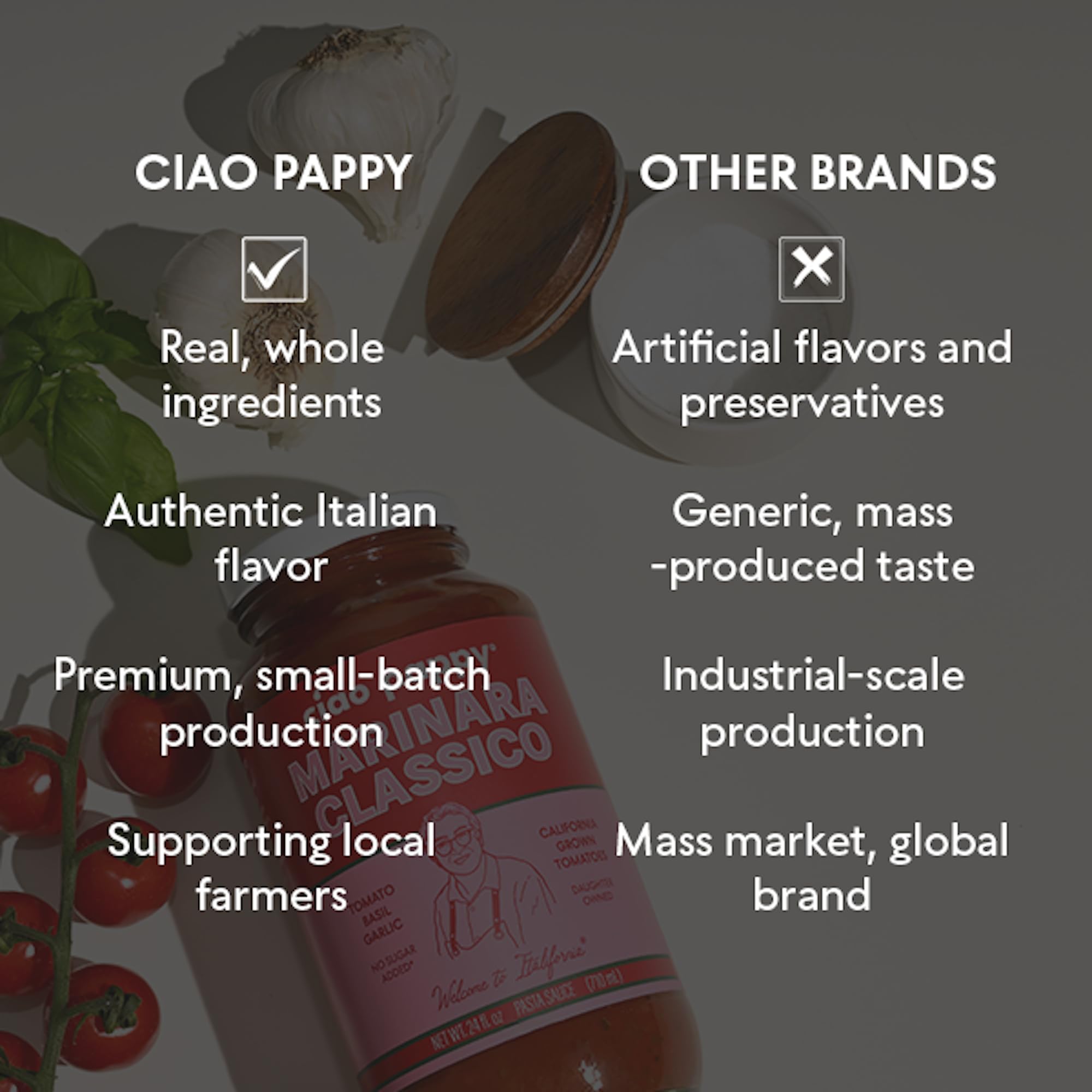 Ciao Pappy Creamy Calabrian Marinara Pasta Sauce - Spicy Tomato Sauce with Italian Imported Calabrian Chili Peppers - Non-GMO - No Sugar Added - Low
