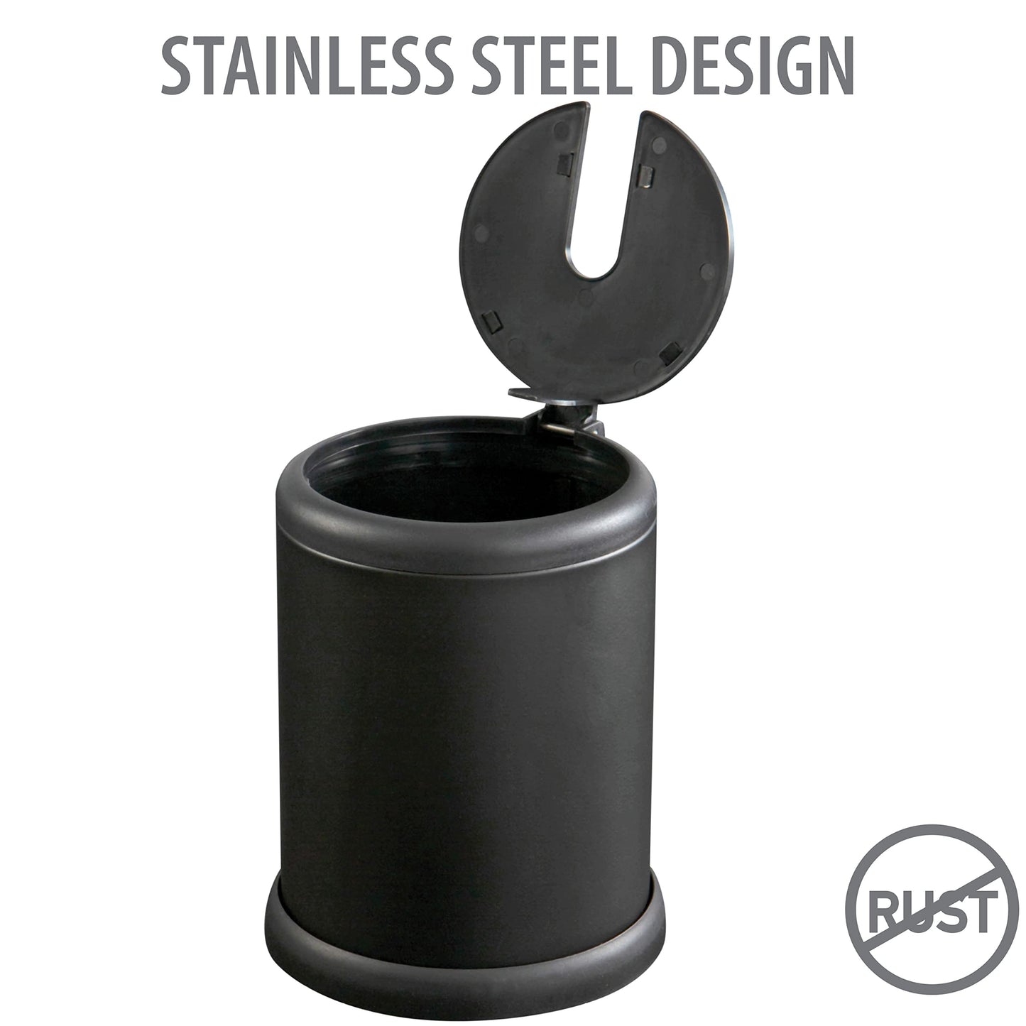 Bath Bliss Toilet Brush and Holder | Self Closing Lid | 360 Degree Brush Head | Bathroom Cleaning | Compact Size | Storage and Organization | Matte