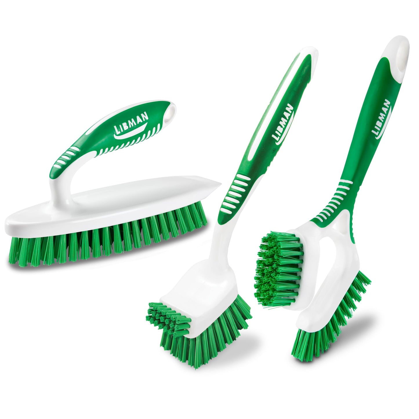 Libman Heavy Duty Scrub Brush Kit | Cleaning Brushes for Household Use | Tub Scrubber | Easy Grip Scrub Brush | Big Job Kitchen Brush | Dual Sided