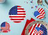 QXBXYHM 25pcs Independence Day Paper Plates 4th of July Round Disposable Plates 9 Inch American Flag Patriotic Decorative Tableware Stripes Star Plate