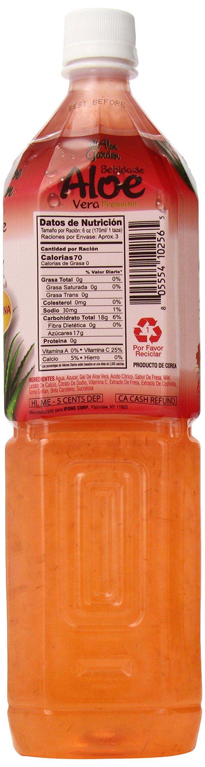 Aloe Garden Aloe Vera Drink, Strawberry, 50.7 Fluid Ounce (Pack of 12)