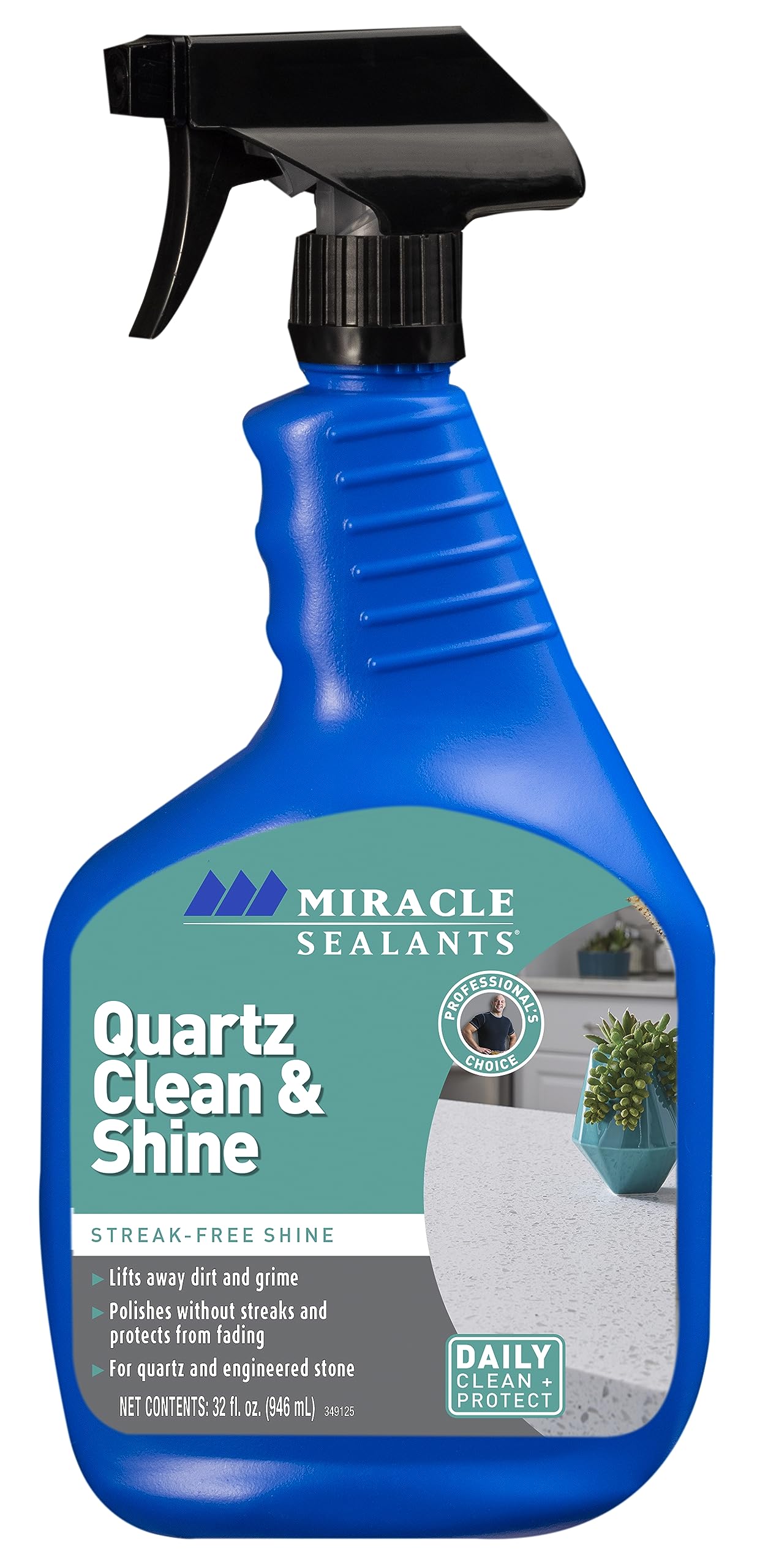 Miracle Sealants Quartz Clean and Shine Streak-Free Spray for Quartz and Engineered Stone, 32 oz