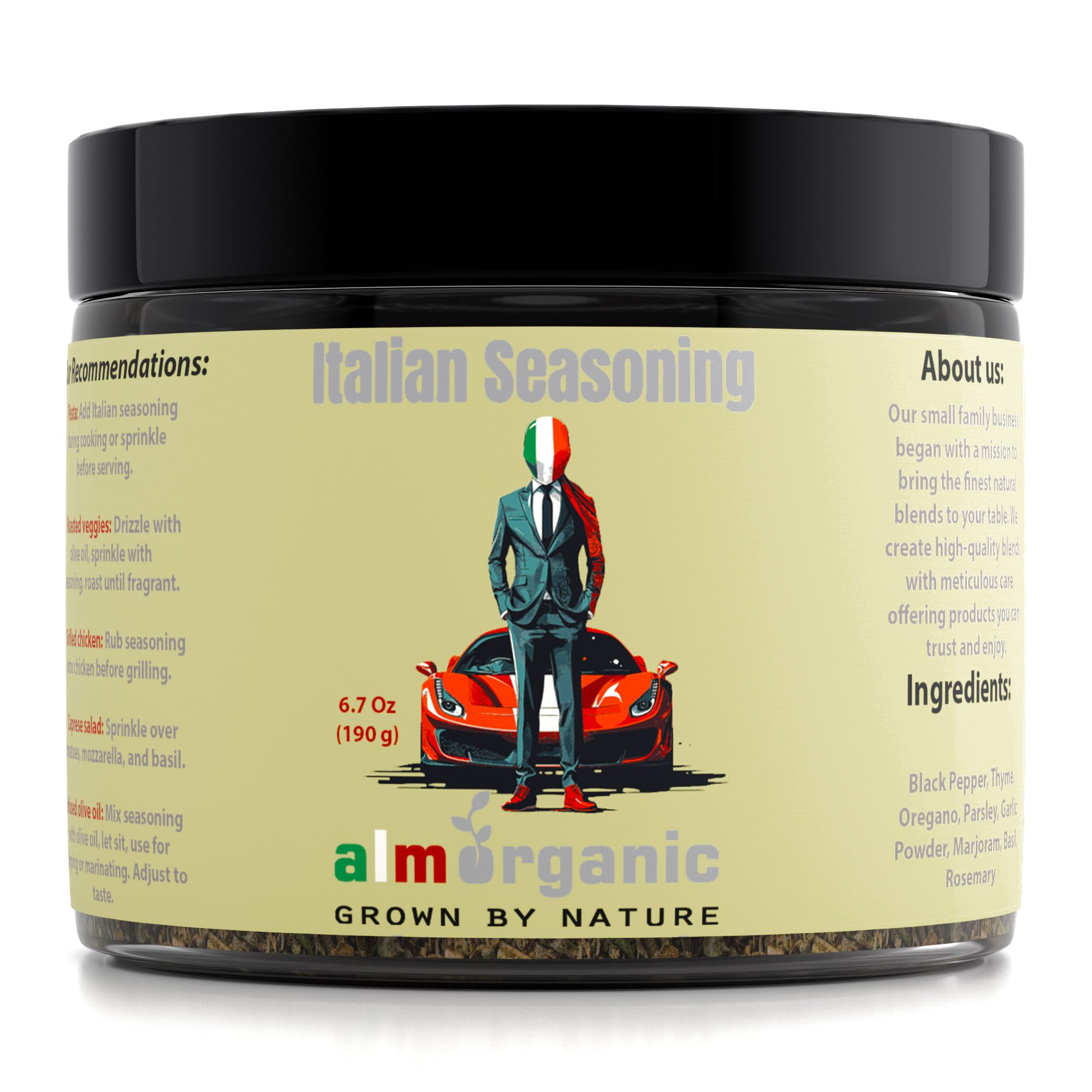 Organic Italian Seasoning Blend | 6.7 Oz | Pizza Seasoning Spice Blend | Pasta Seasoning | Cooking Herbs & Spices | Italian Herbs for Pasta & Pizza |