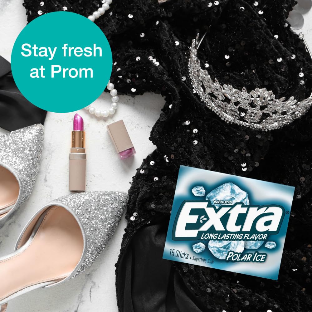 Extra, Polar Ice Sugar Free Chewing Gum Grad Gifts Prom Essentials Mint Gum, 15 Stick Slim Pack, 15 Count