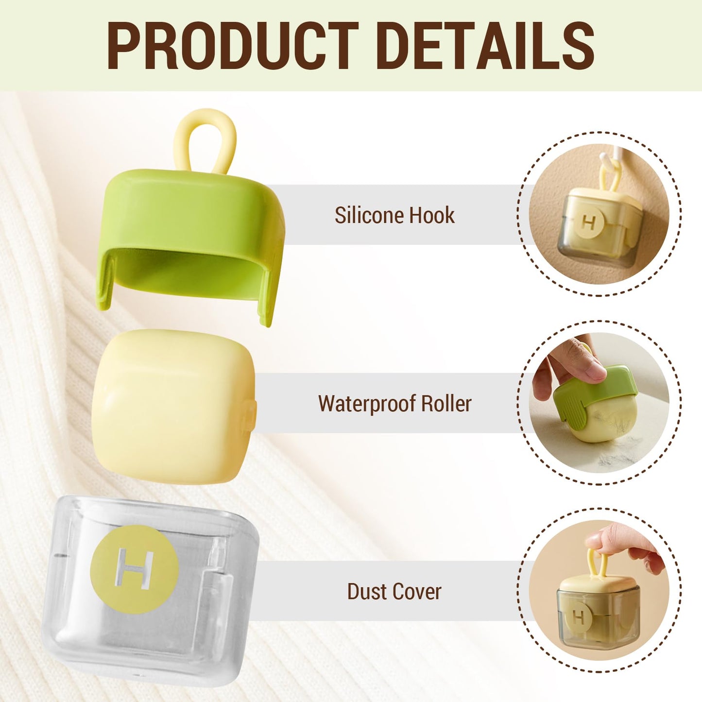 NIOIPXA Mini Portable Lint Roller, Reusable Lint Rollers, Washable Sticky Roller for Pet Hair Debris Removal Tool - Mini Lint Roller for Purse