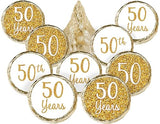 DISTINCTIVS Gold 50th Anniversary Kiss Stickers - 180 Count - 4 Unique Designs - Wedding and Business Anniversary Party Favors