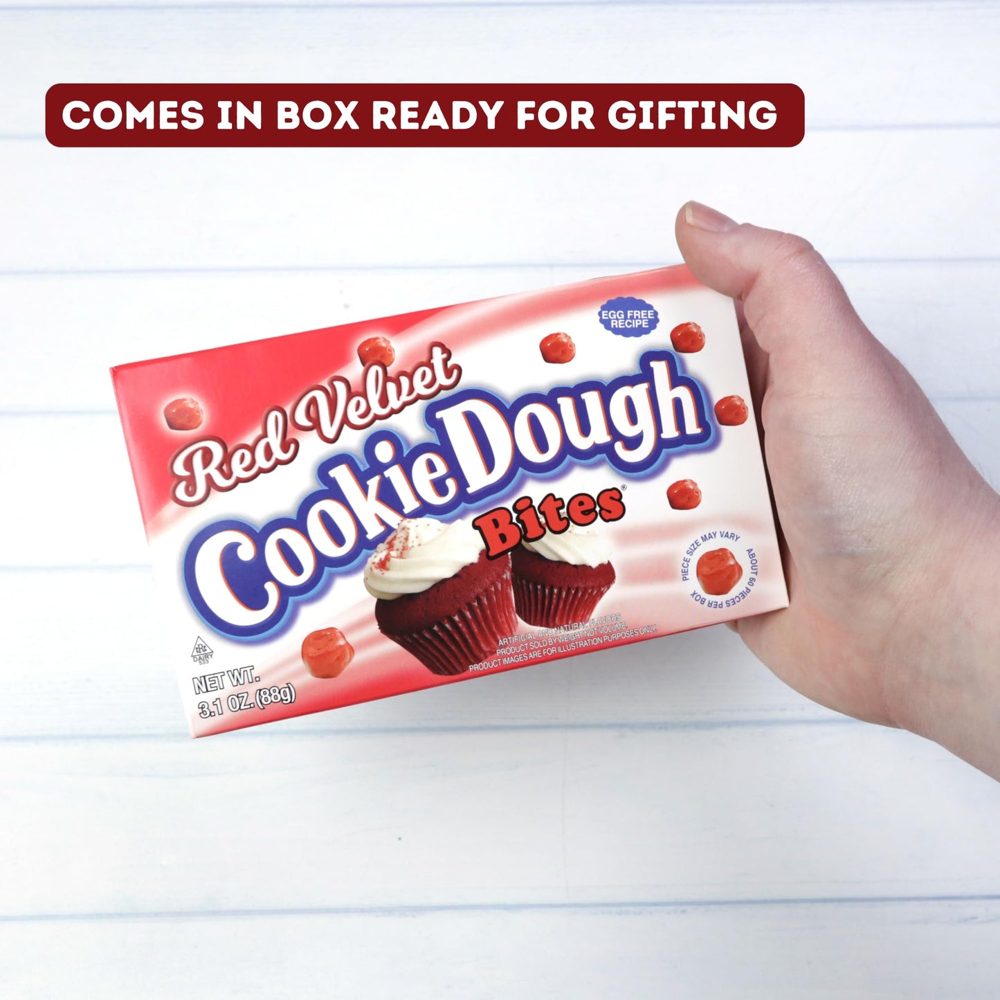 Red Velvet Bite Sized Edible Cookie Dough, Valentine's day Candy, Movie Theater Candies, Ice Cream Toppers and Candy Buffets, 3.1 Ounces (Pack of 3)