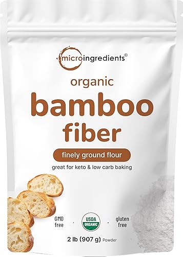 Organic Bamboo Fiber Powder, 2lbs | Keto Flour for Low-Carb Baking & Cooking | Low Calorie Flour | Rich in Silica, Prebiotics, & Minerals | Non-GMO