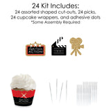 Big Dot of Happiness Red Carpet - Cupcake Decoration - Movie Night Party Cupcake Wrappers and Treat Picks Kit - Set of 24