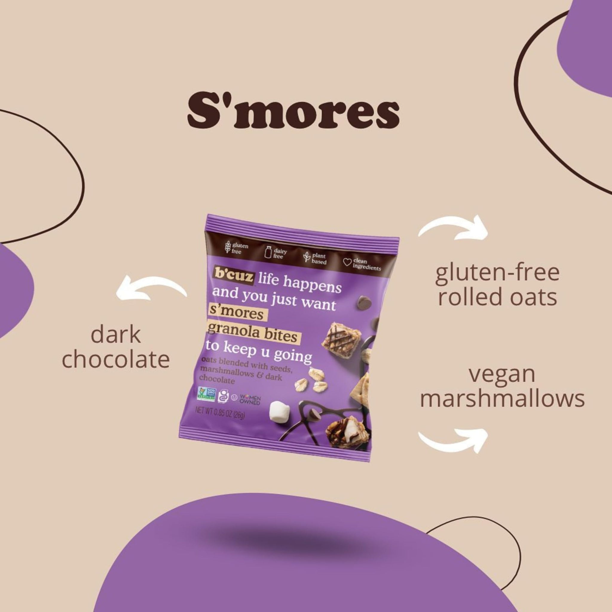 B'cuz Granola Bites - Gluten Free On the Go Snacks Variety Pack, Kosher, Vegan Friendly, Travel Safe, Healthy Breakfast and Dessert Treats for Kids or