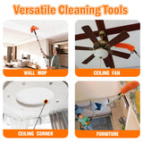 LAANPOLE 26FT Reach Dusters for Cleaning, Ceiling Fan Cleaner Duster with Extension Pole, Wall and Baseboard Cleaner Mop with Handle for Window Cobweb