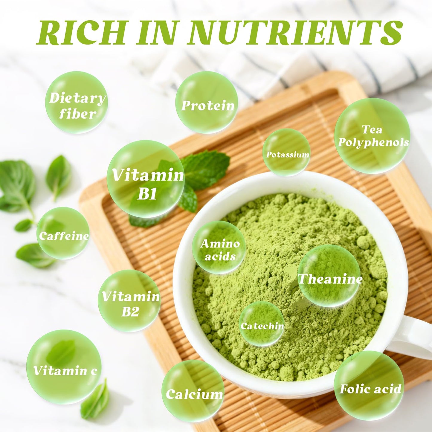 Ceremonial-Grade Matcha Powder Barley Grass Matcha Powder with L-Theanine & EGCG | Premium Blend for Calm Energy, Focus & Antioxidants | Supports Body