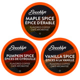 Brooklyn Beans Roastery Coffee Pods, Fall Flavored Variety Pack Sampler (Pumpkin, Maple, Vanilla) - Compatible with Keurig K Cup Brewers Including 2.0
