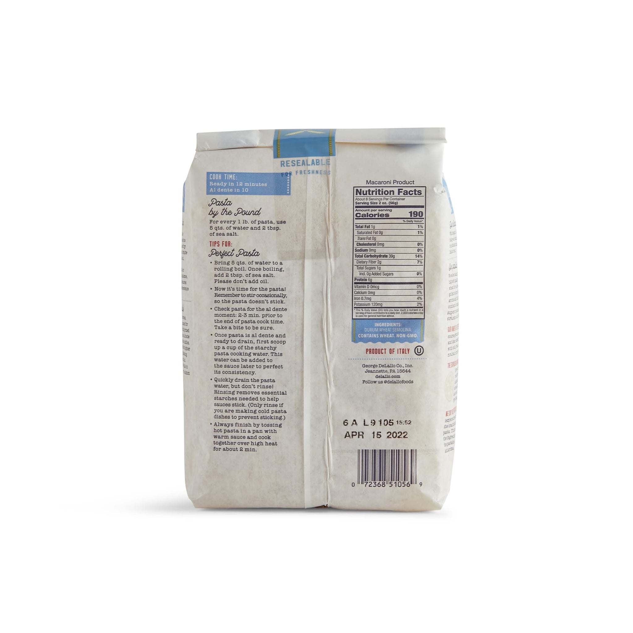 DeLallo Farfalle Pasta, Bow-Tie Shape, Made in Italy, Bronze Cut, Made with Only 100% Durum Wheat Semolina Flour, All Natural, Kosher, Non-GMO, Vegan