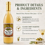 Boscoli Dirty Martini Olive Juice 12.7 oz Pack of 3, Premium Olive Brine Cocktail Mixer, All Natural Gluten Free Martini Mix for Dirty Martinis