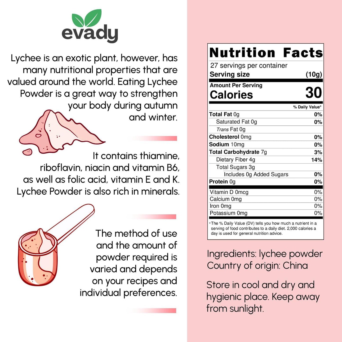 Lychee Powder 8 oz, Natural Powder for Beverages, Cooking