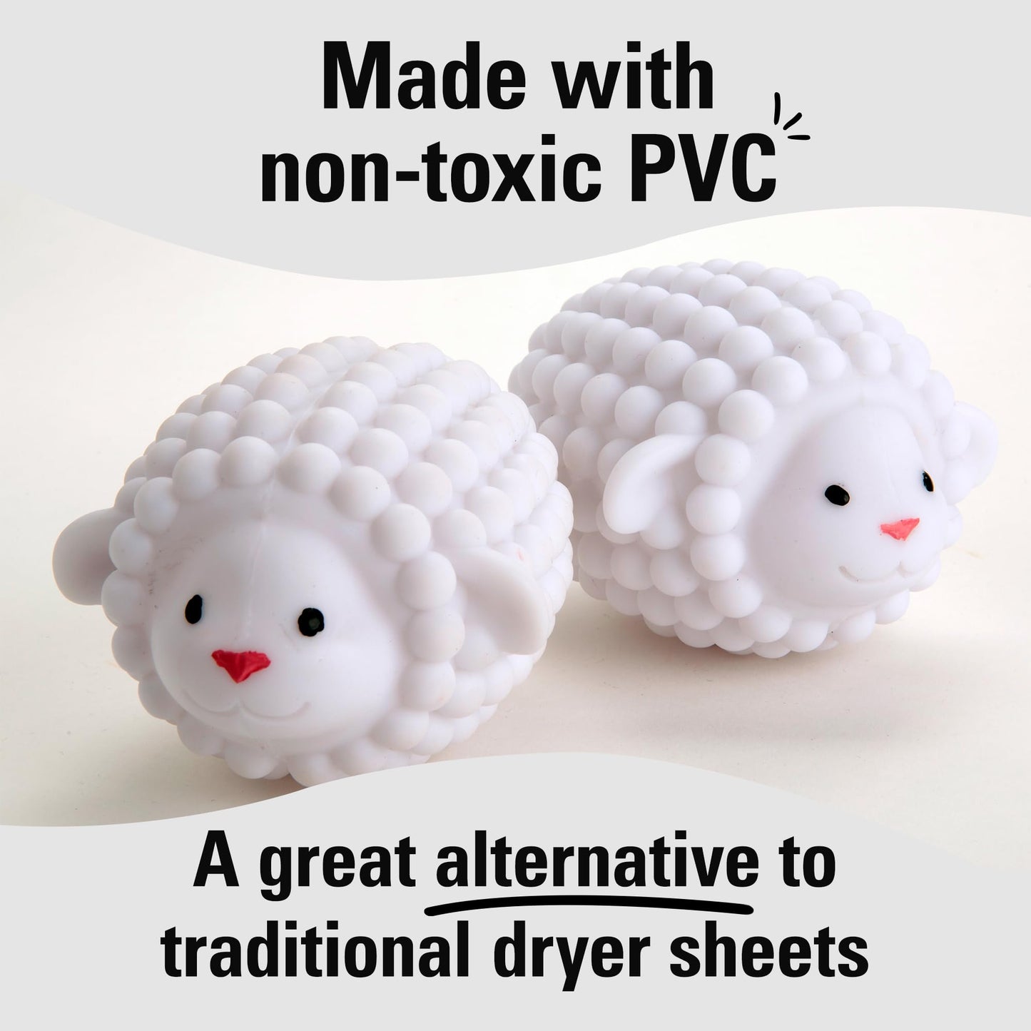 Kikkerland Set of Two Reusable Dryer Buddies for Laundry - Fabric Softener Dryer Balls - Control Static, Remove Wrinkles, Dry Clothes Faster, Lambs