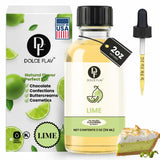 Dolce Flav Natural Lime Extract - 2 Ounce Oil-Soluble Kosher, Sugar-Free, Concentrated Citrus Lime Flavor for Candy, Chocolates & Desserts, Includes