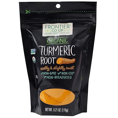 Frontier Co-op Organic Turmeric Root Powder, 6.21-Ounce Bag - Made with Ground Turmeric Roots - Perfect for Cooking and Herbal Uses