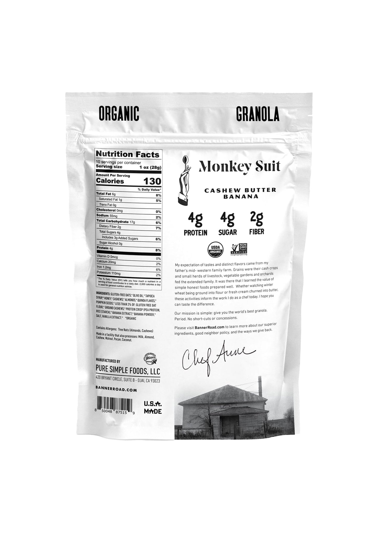 Banner Road Baking Co. Organic Monkey Suit Granola, 10 OZ