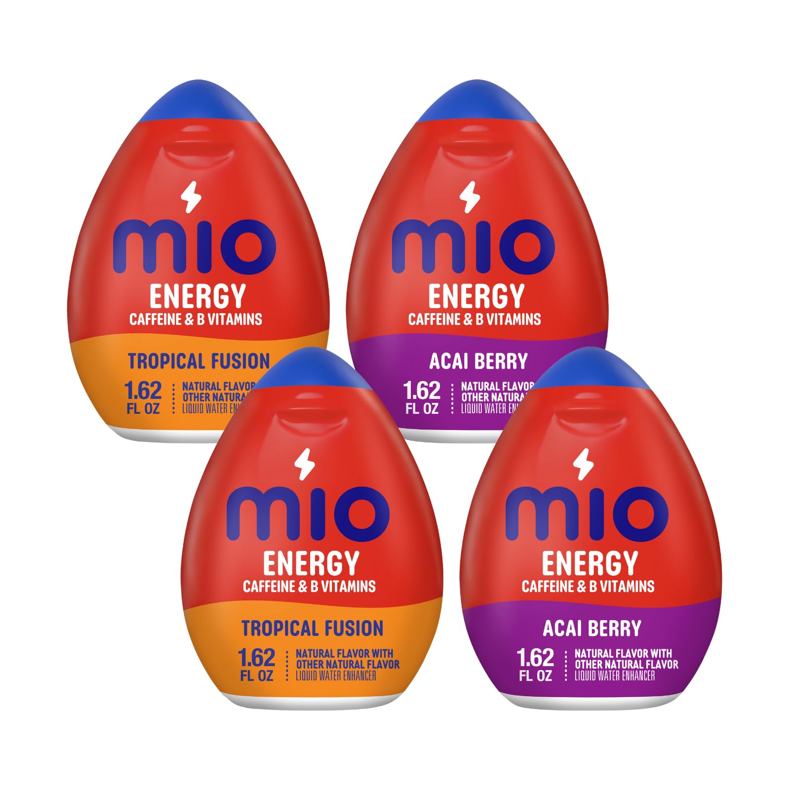 MiO Energy Water Enhancer Duo for Sugar Free Hydration, Drink Mixing and Energy Support with Caffeine and B Vitamins, Acai Berry and Tropical Fusion