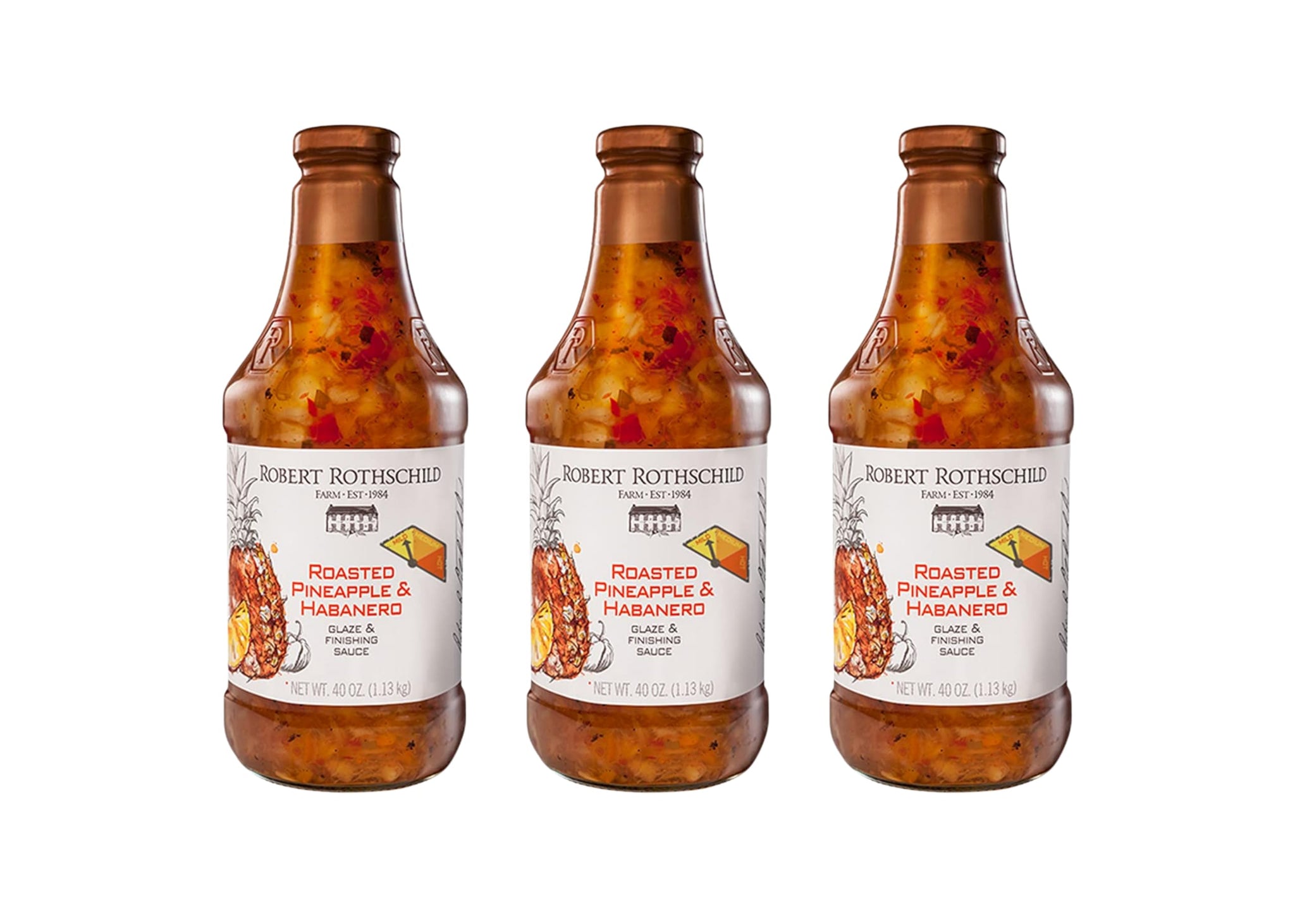 Robert Rothschild Farm Roasted Pineapple & Habanero Gourmet Glaze and Finishing Sauce - Sweet and Spicy Marinade, Glaze or Dip (40 Oz (Pack of 3))