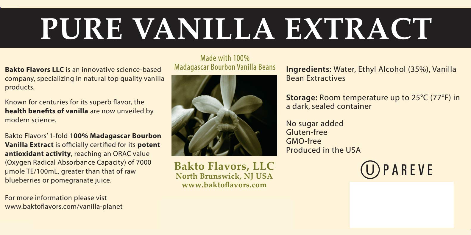 Bakto Flavors Pure Vanilla Extract - 4 OZ bottle