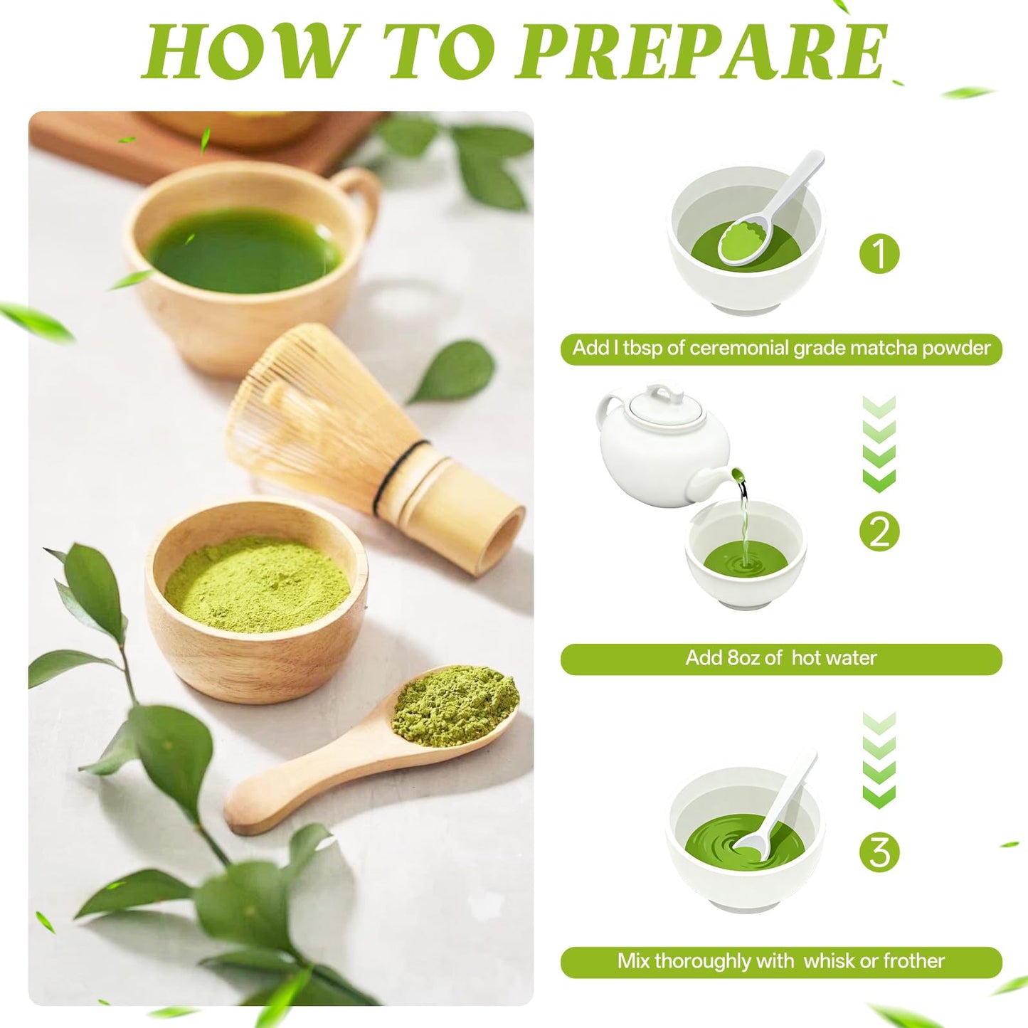Ceremonial-Grade Matcha Powder Barley Grass Matcha Powder with L-Theanine & EGCG | Premium Blend for Calm Energy, Focus & Antioxidants | Supports Body