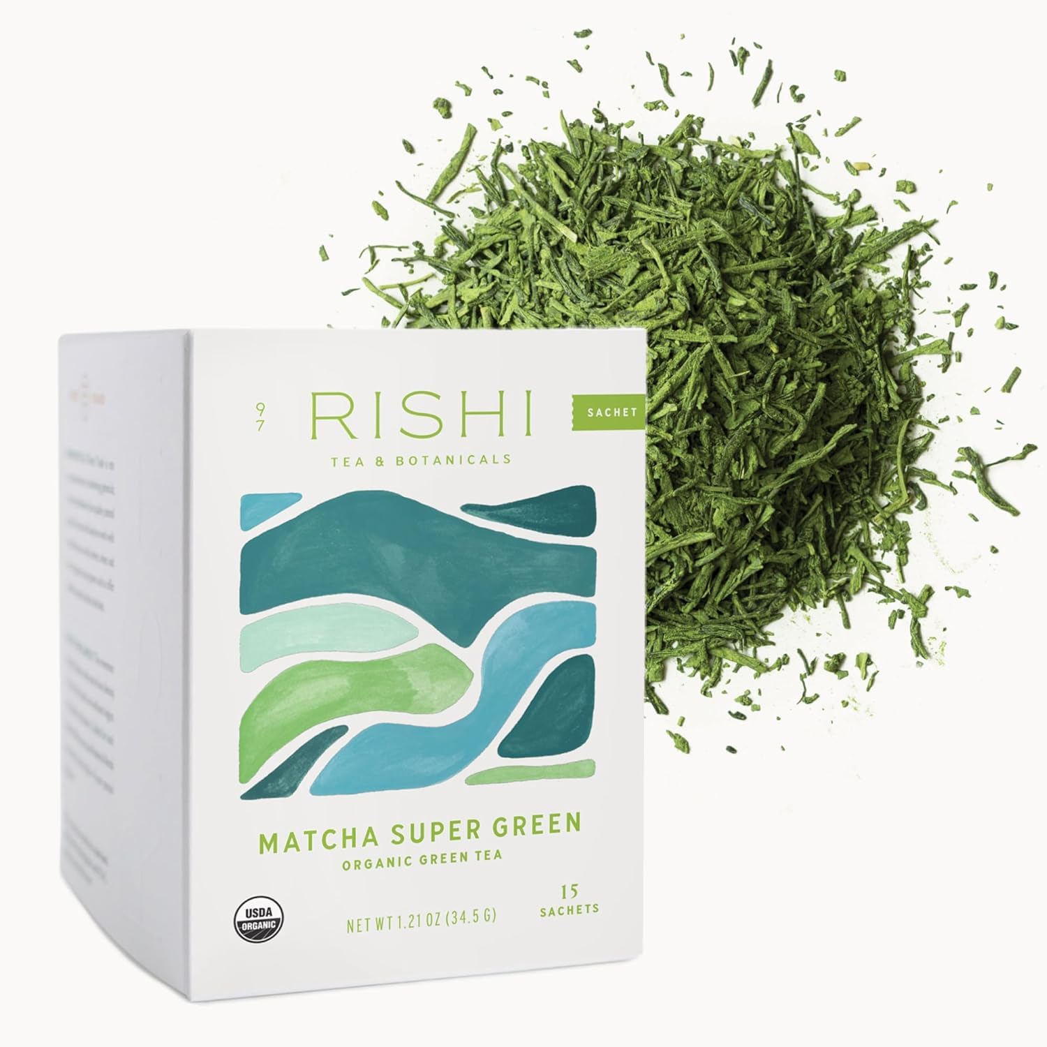Rishi Tea Matcha Super Green Tea - Organic, Caffeinated Sachet Tea Bags, Umami Japanese Green Tea, Antioxidant Rich Sencha & Matcha Blend - 15 Count