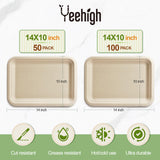 yeehigh Compostable Dessert Plates: 14 Inch Heavy Duty Paper Plates - Biodegradable Sugarcane Bagasse Disposable Plates - 50 Pack