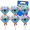 6 Lilo and Stitch Marshmallow Pops - Bulk Candy Party Favor Supplies Bundle, Individually Wrapped Sugar Coated Marshmallows (1.05oz Each) + Loot Bags