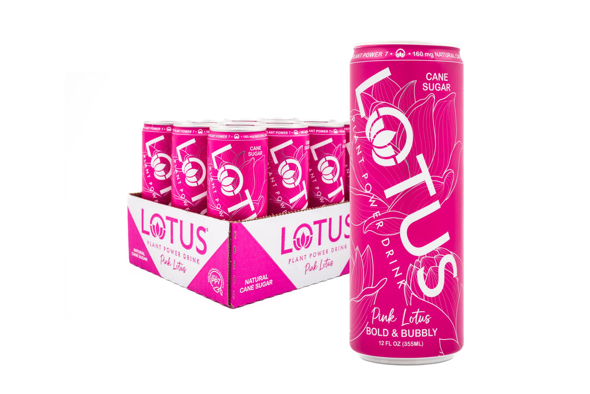 Pink Lotus Raspberry Plant Power® 160 mg, Pure Cane Sugar, 12 Pk 12 oz Cans