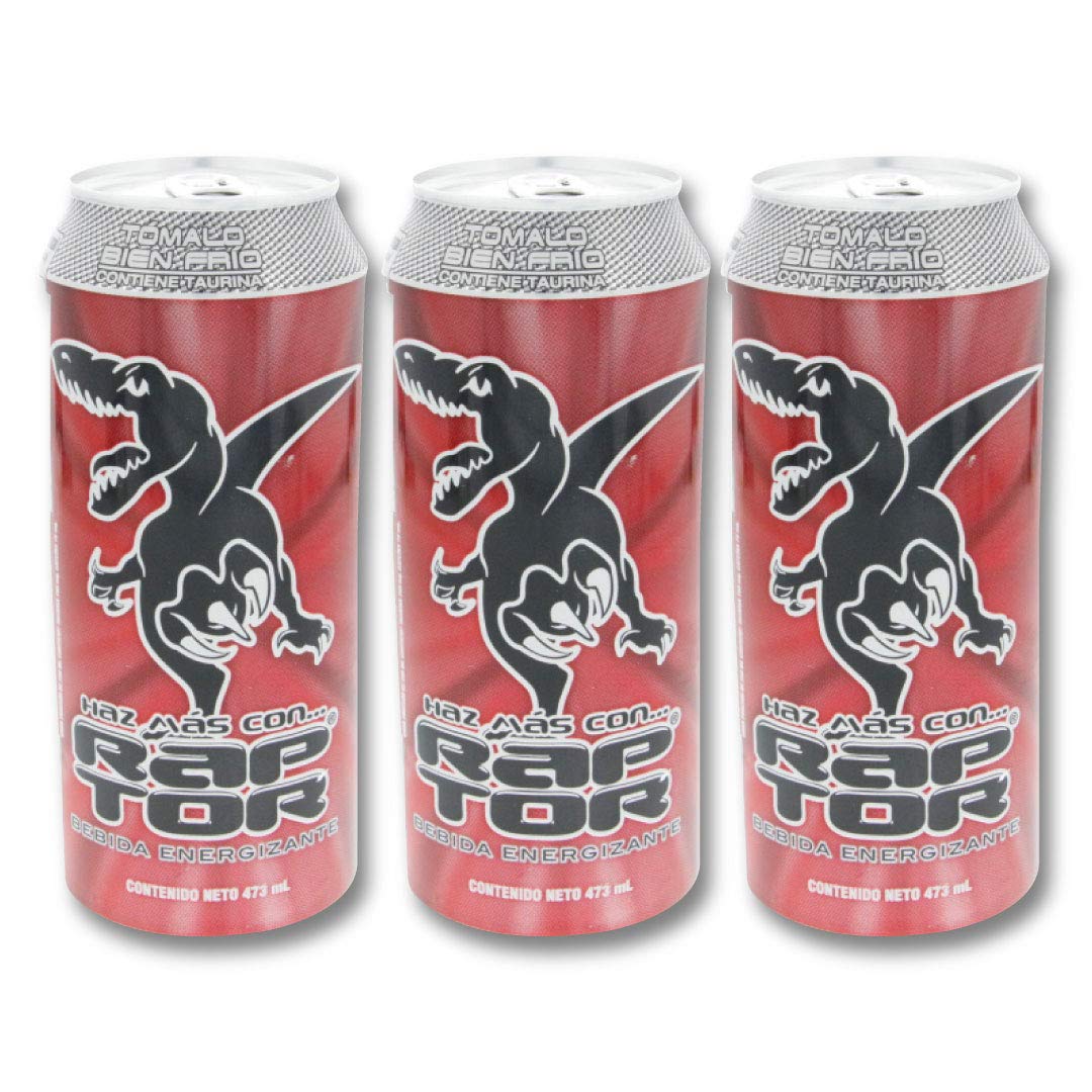 Raptor Energy Drink with Sparkling Fruit Punch Flavor Beverage 16Oz/473ml - Bebida energética Raptor con bebida de sabor a ponche de frutas espumosas