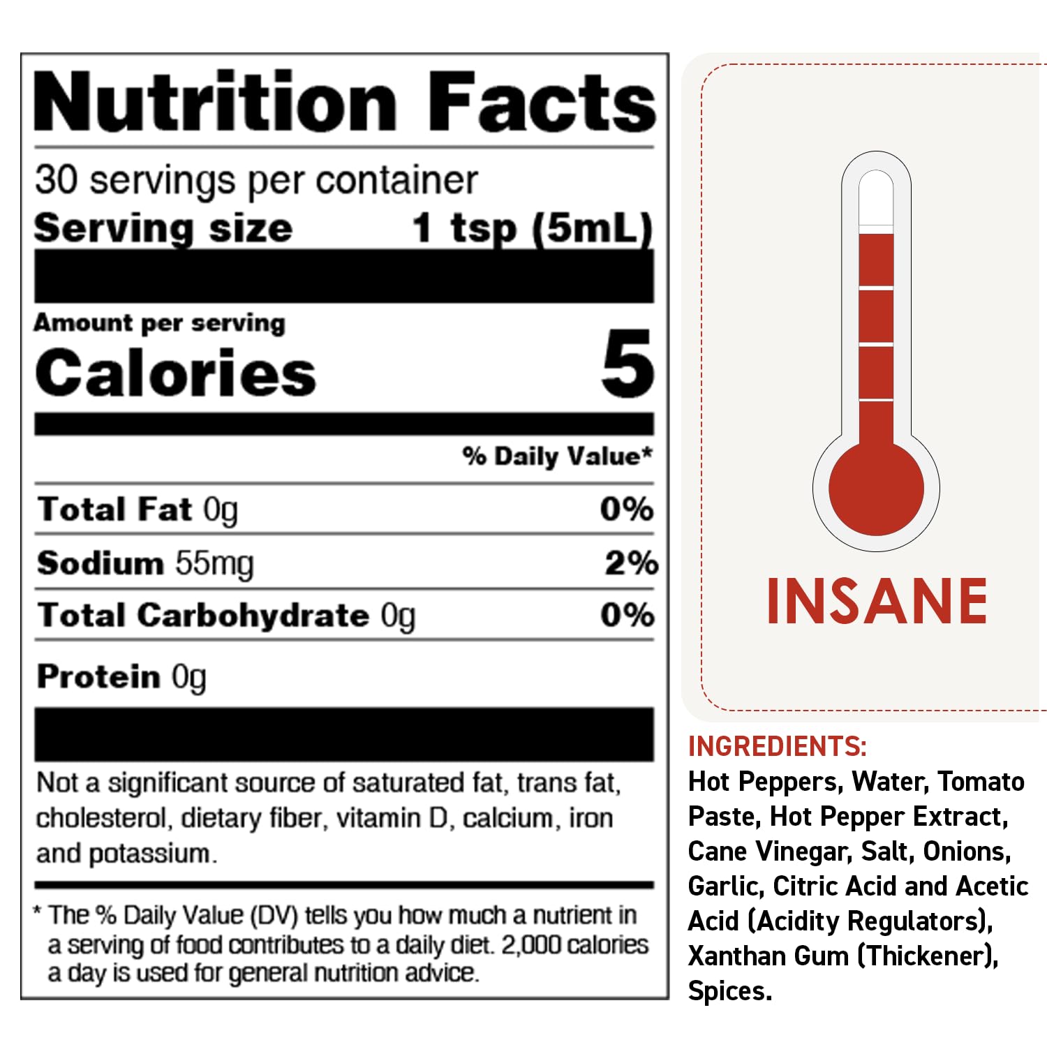 DAVES GOURMET SAUCE HOT INSANITY, 5 OZ PACK OF 12