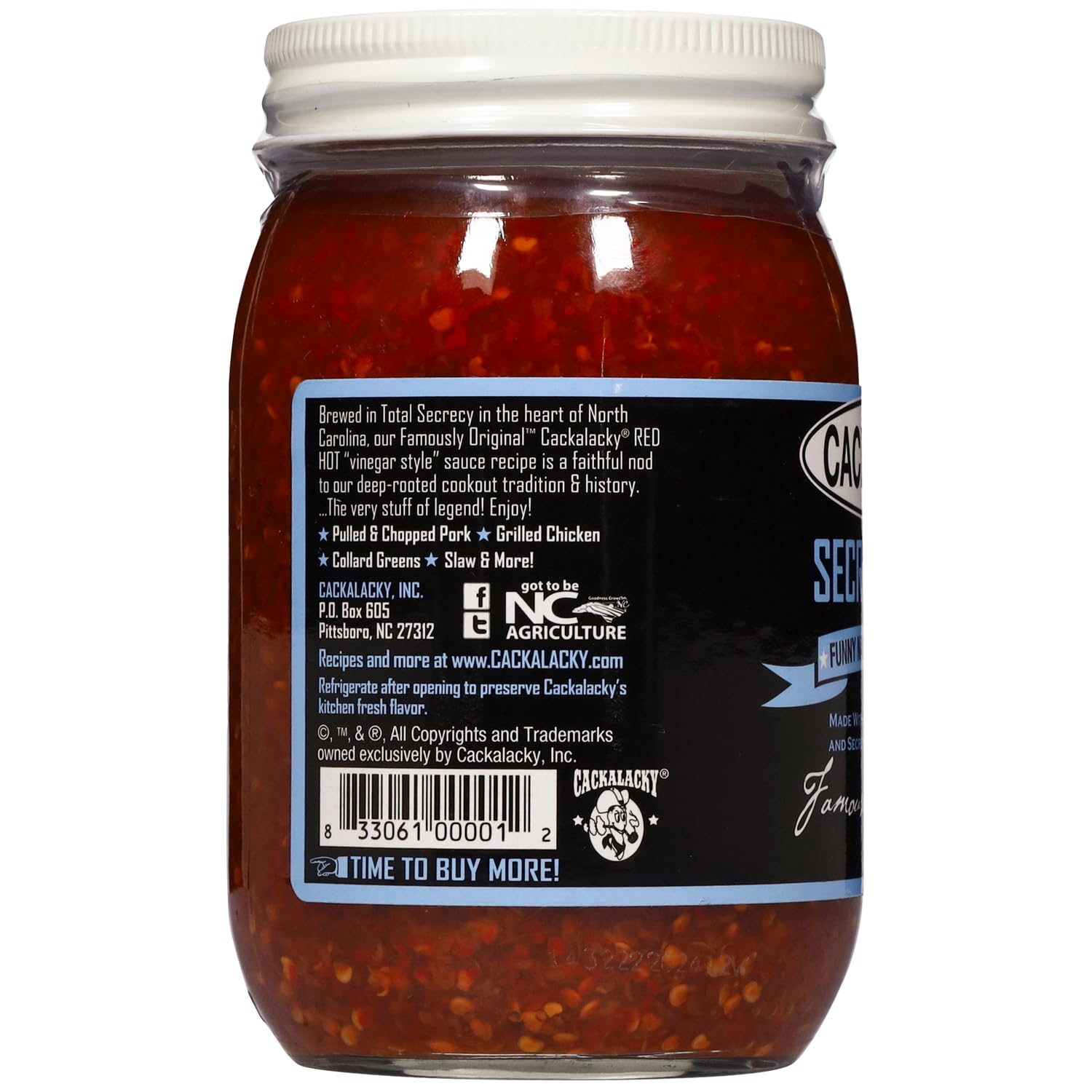 Cackalacky Famously Original Secret Sauce 16 oz - Gourmet Vinegar-Based Marinade and Dipping Sauce, Crafted with Natural Spices