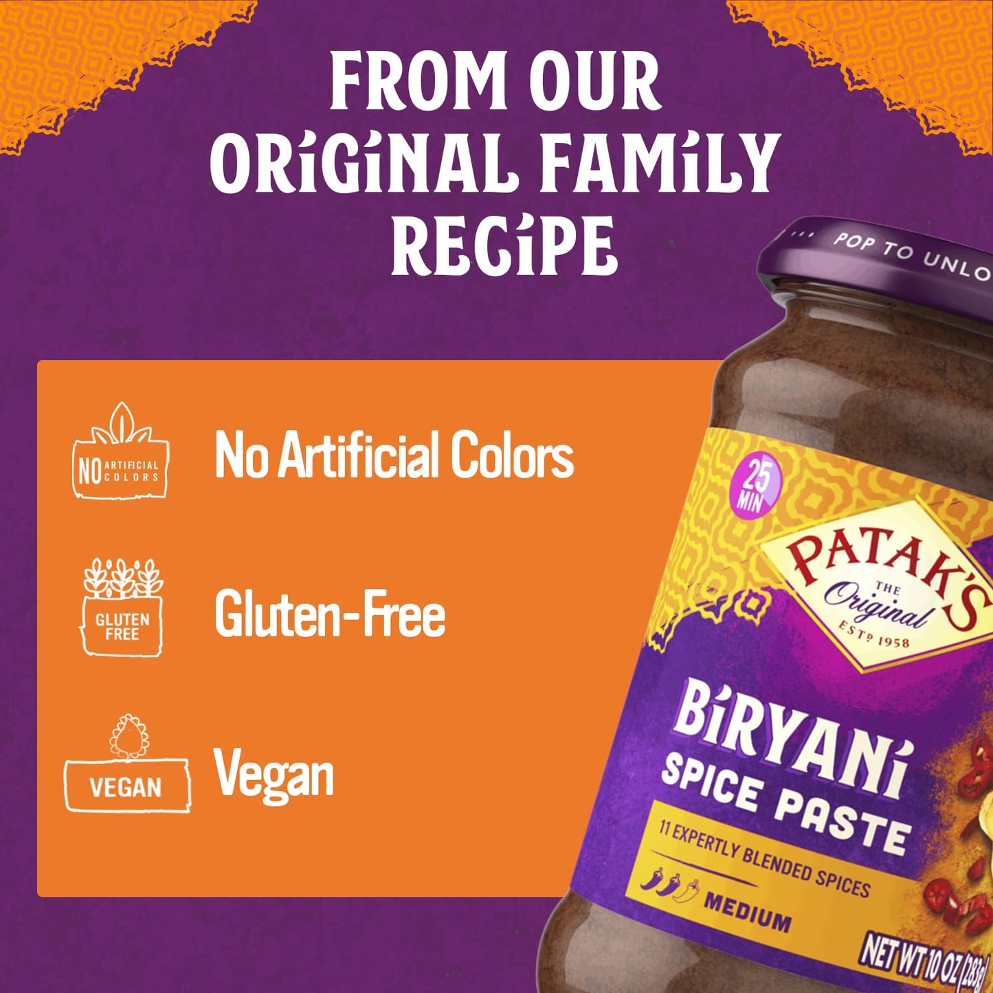 Patak's Biryani Spice Paste, Authentic Indian Cooking for Traditional with Aromatic Spices, Ginger & Paprika, Ideal for Chicken, Vegetable & One-Pot