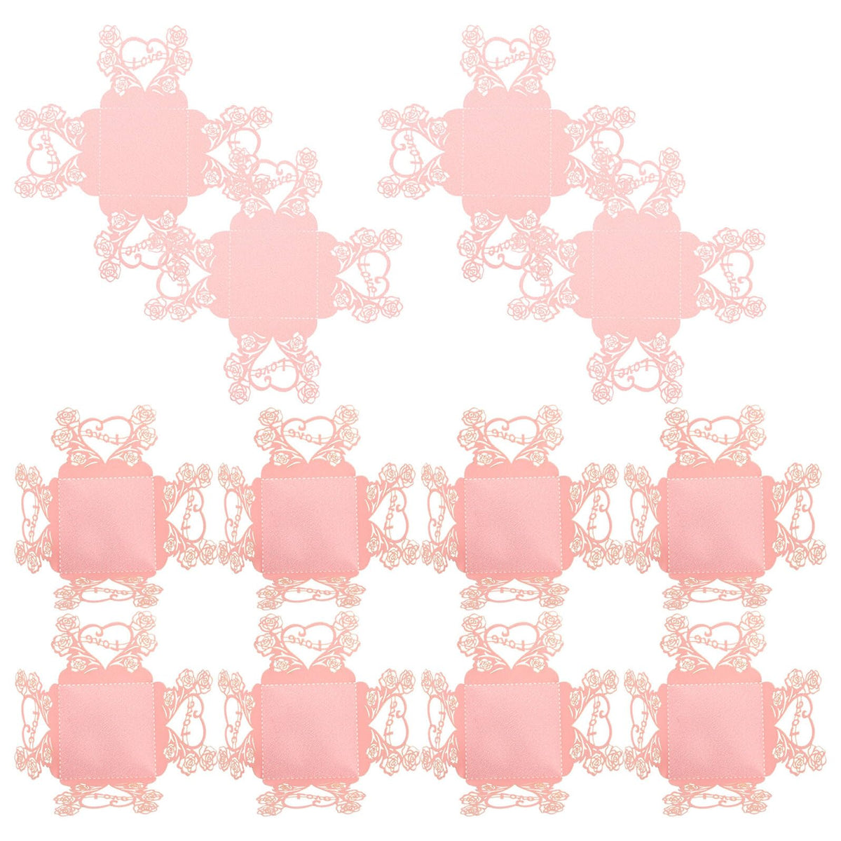 PLAFOPE 50pcs Pink Heart Rose Chocolate Wrappers Candy Foil Wrapping Papers Wedding Candy Cup Decor