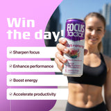 Focus Factor Energy Drink - 12 x 355ml Cans (Rainbow Shaved Ice Flavor) - with Focus + Energy - Lightly Carbonated, Sugar Free, Low Calorie