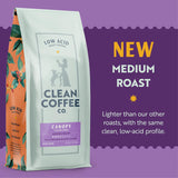Clean Coffee Co. - Low Acid Medium Roast, Tested for Molds and Toxins, Costa Rica Blend, Notes of Milk Chocolate, Roasted Nuts, Toasted Malt (Whole