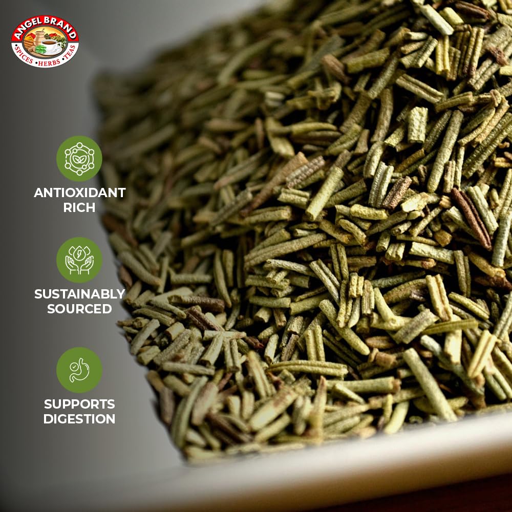 Angel Brand Rosemary Leaves - 0.75 oz Bottle - Dried Rosemary Herb for Cooking, Seasoning, and Aromatic Infusions.