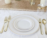 " OCCASIONS " 200Piece set (25 Guests)-Heavyweight Wedding Party Disposable Plastic Plate Set -25 x 10.5'' + 25 x 7.5'' + Silverware + Cups +linen