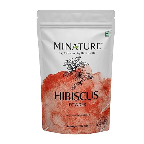 minature 100% Pure Hibiscus (Gudhal) Powder 227g (8oz) | 100% Natural (Sabdariffa) Powder for Hair Care, Face Pack, Tea & DIY Herbal Remedies
