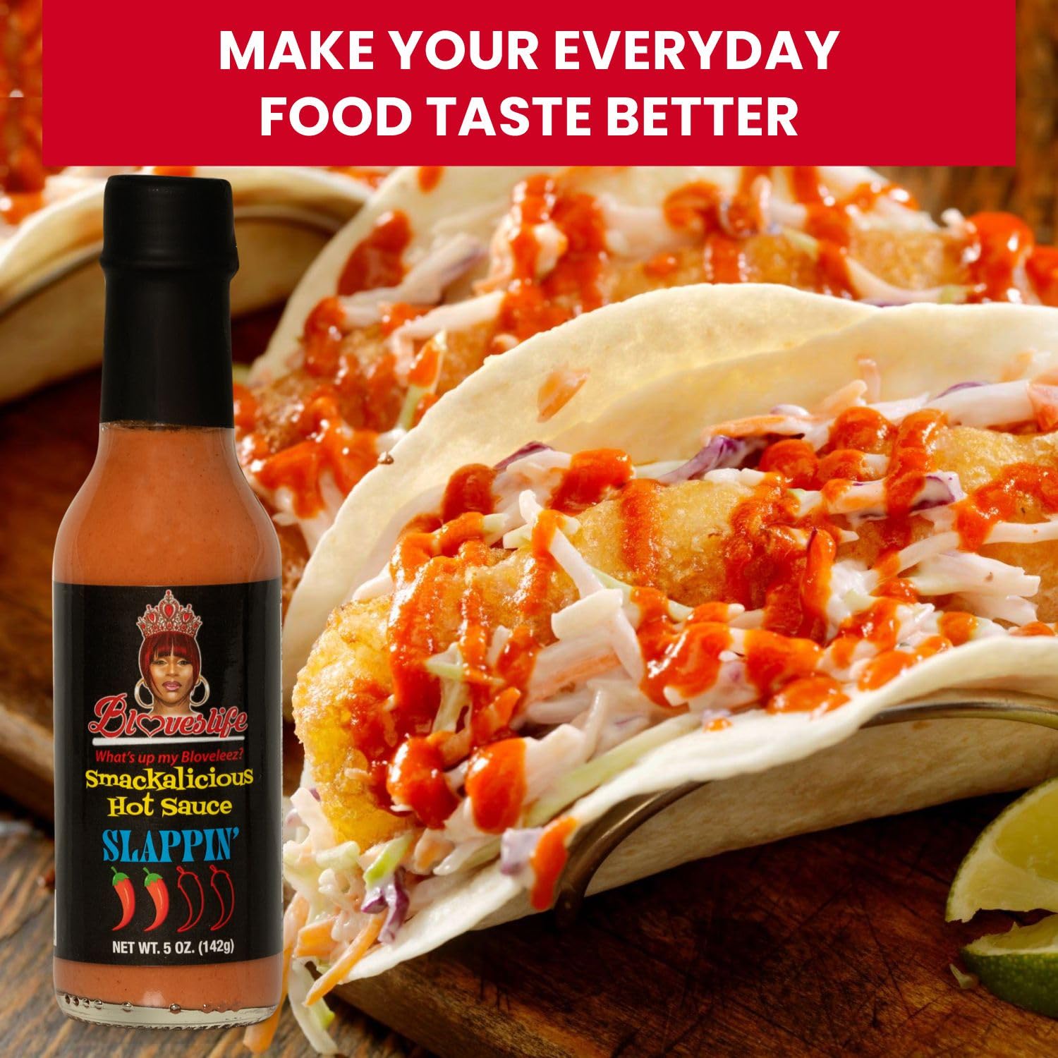 Bloveslife Smackalicious Ghost Pepper Hot Sauce 5 Oz - Vegan Organic Vinegar-Flavored Sauce, Low-Sodium, Low-Fat, All-Natural Slappin' Sauce