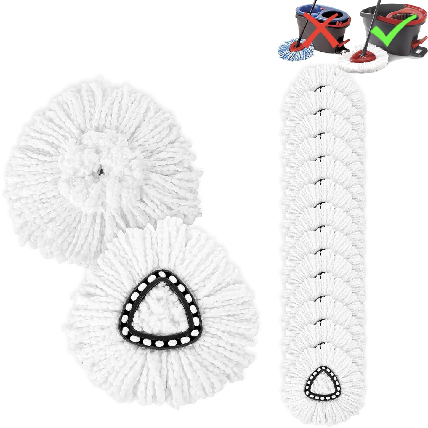 15-Pack Spin Mop Superior Replacement Heads - Compatible with O-Cedar EasyWring and Other Spin Mops, Durable and Washable Refills for Effortless Floor