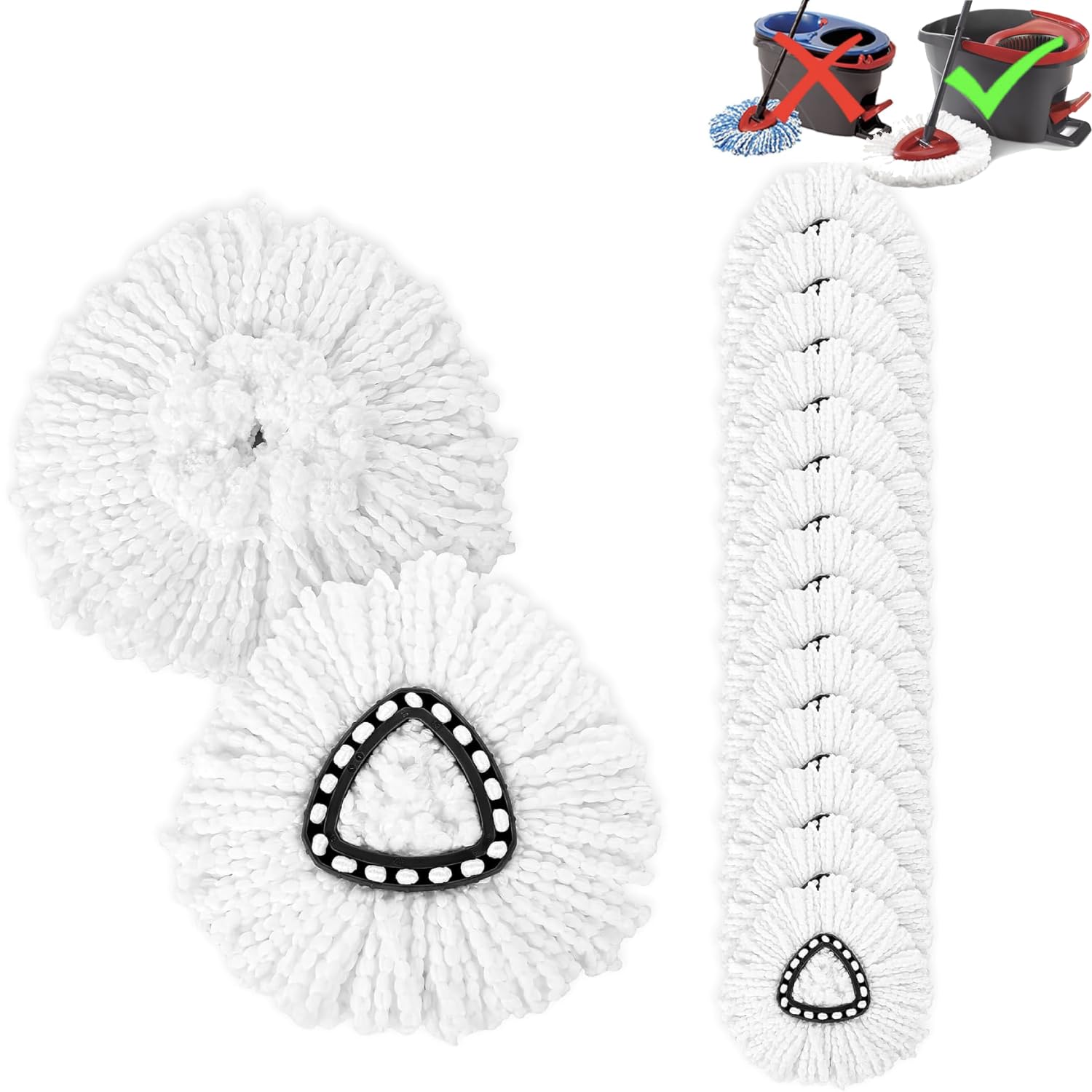 15-Pack Spin Mop Superior Replacement Heads - Compatible with O-Cedar EasyWring and Other Spin Mops, Durable and Washable Refills for Effortless Floor